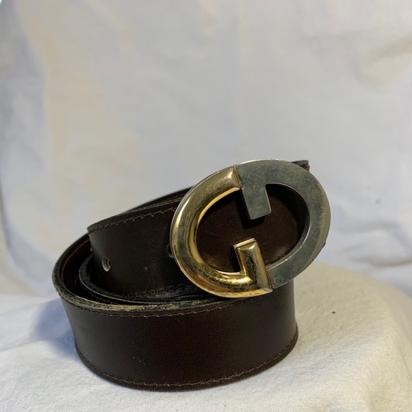 GUCCI GG double logo brown leather belt small size - Picture 1 of 13